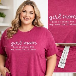 Bella + Canvas Size 3x "Girl Mom" Graphic Short Sleeve Berry Pink Tee Shirt New